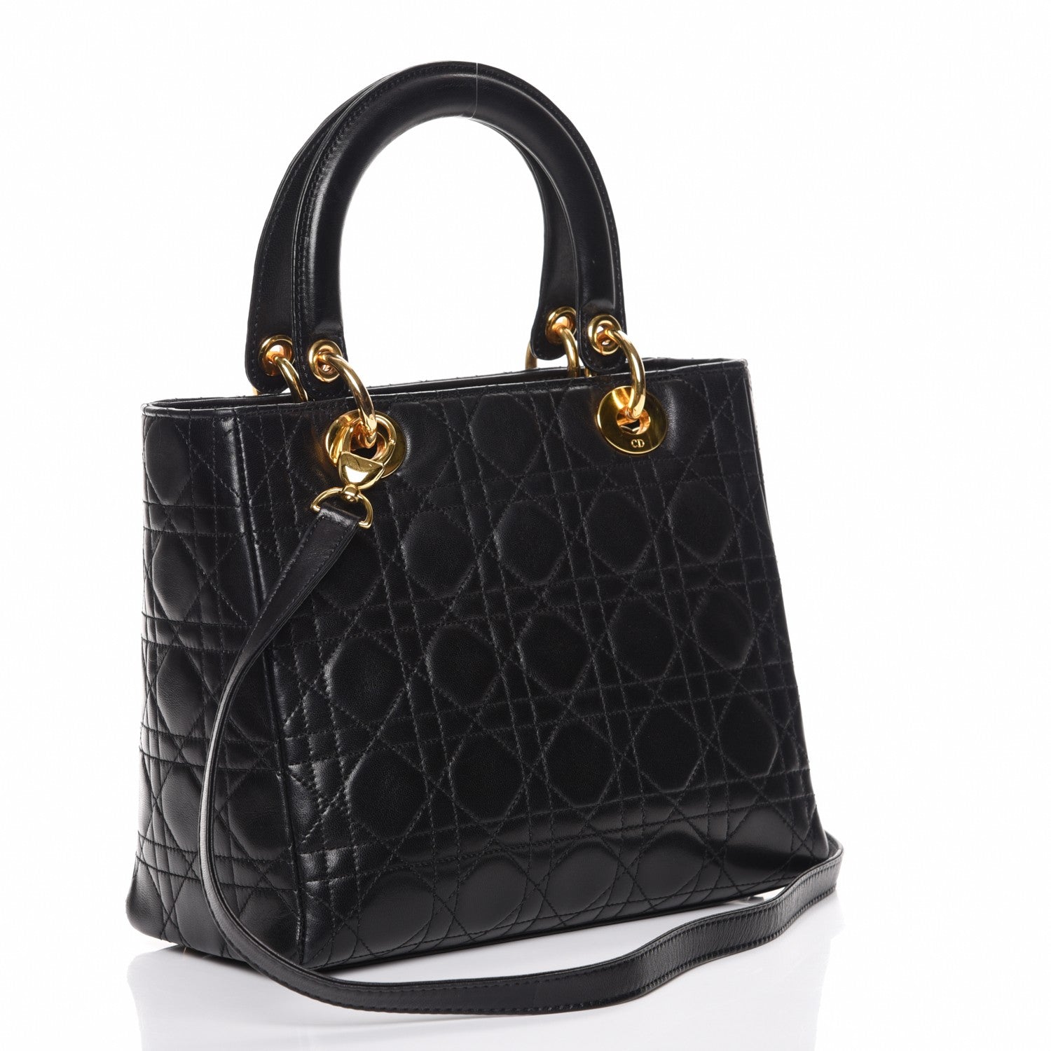 Christian Dior Lambskin Cannage Medium Lady Dior Black 4 of 8