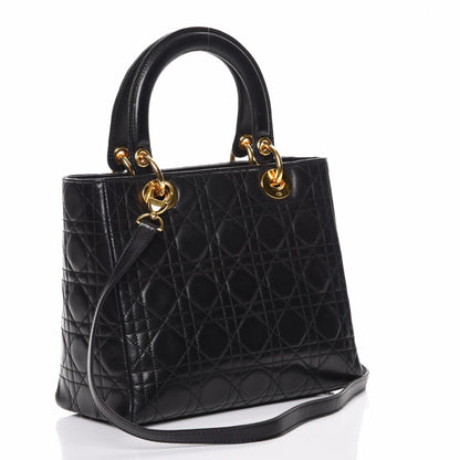 Christian Dior Lambskin Cannage Medium Lady Dior Black 4 of 8