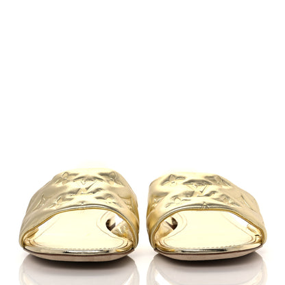 Louis Vuitton Metallic Lambskin Embossed Monogram Revival Flat Mules 40 Gold 2 of 8