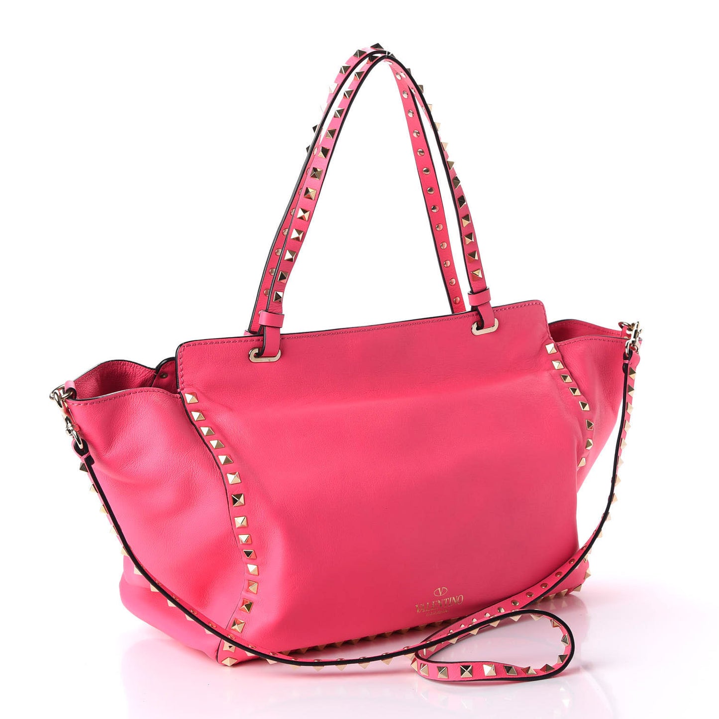Vitello Medium Rockstud Tote Fuxia Fluo