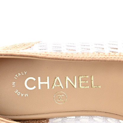 Chanel Raffia Cap Toe Ballerina Flats 36 White Beige 8 of 10