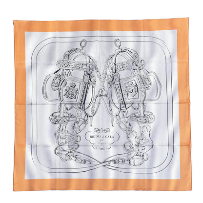 Hermes Silk Carre Eyeliner Brides De Gala Scarf 90 Orange Blue Black 1 of 3