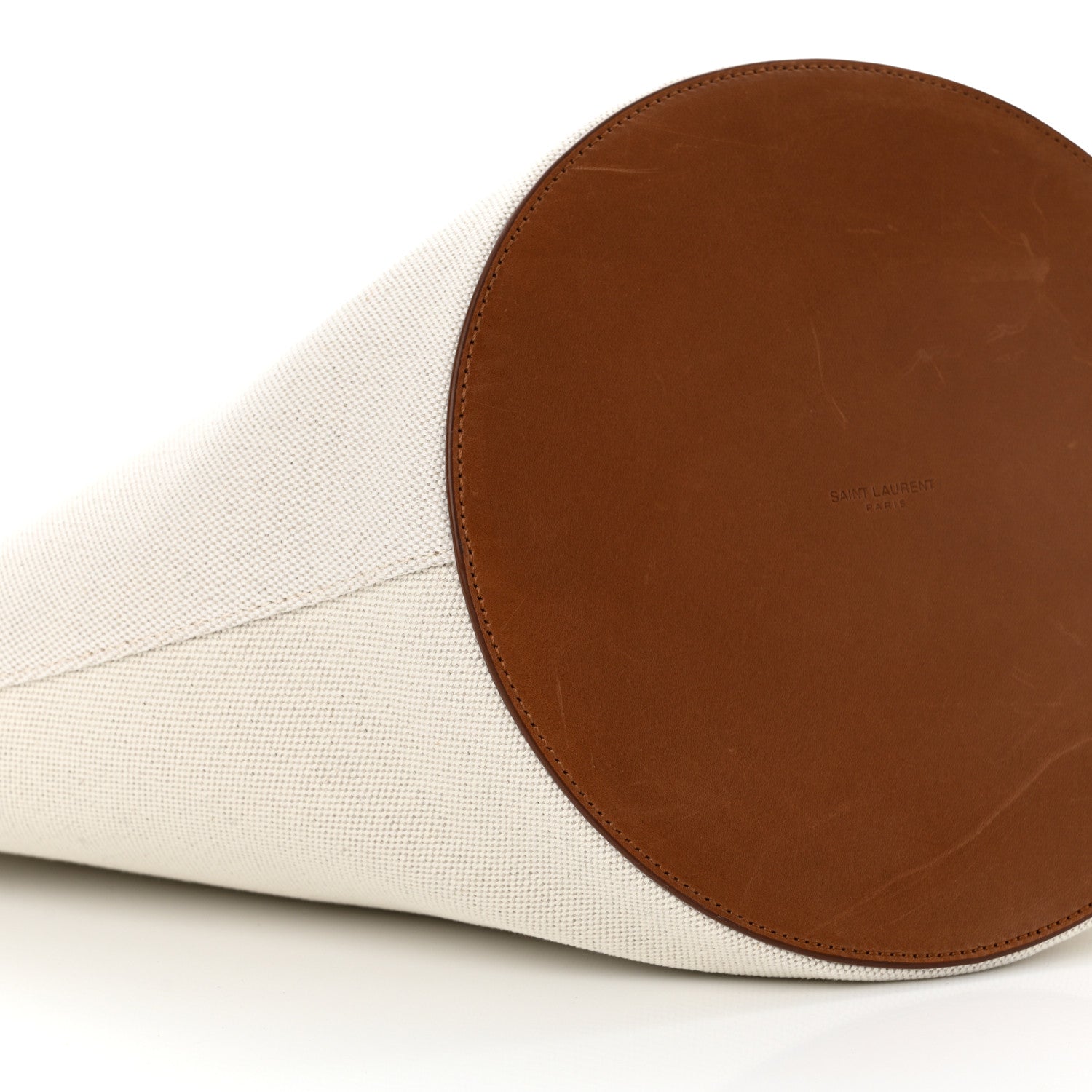 Saint Laurent Canvas Calfskin Rive Gauche Trapezoid Tote Beige 9 of 11