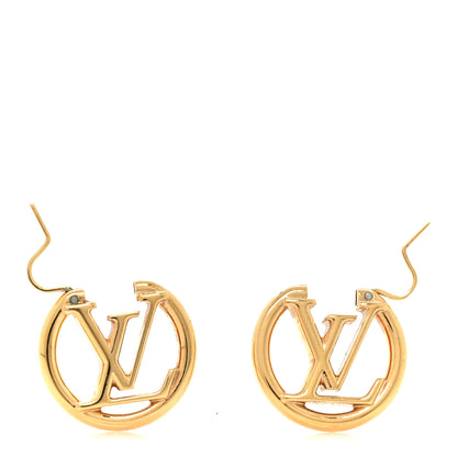 Louis Vuitton Metal Small Louise Hoop Earrings Gold 3 of 5