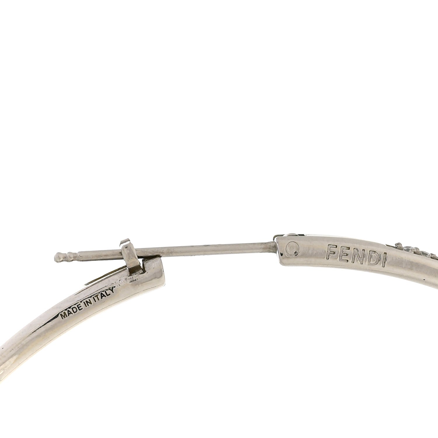 Fendi Metal Crystal Large F is Fendi Hoop Earrings Silver 1813749