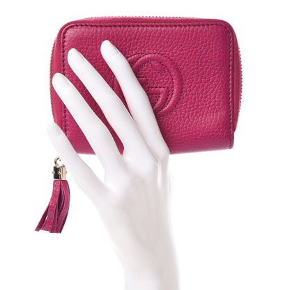 Gucci Pebbled Calfskin Soho Compact Disco Zip Around Wallet Bright Bougainvillea 2 of 8