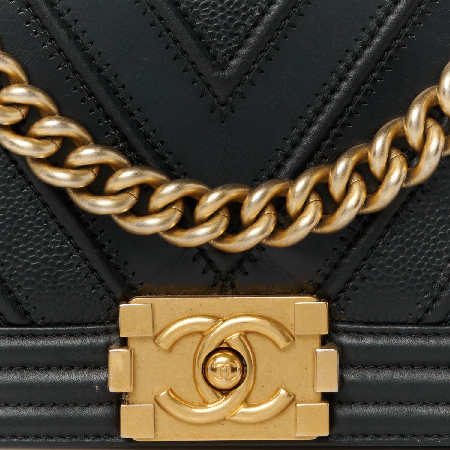 Chanel Caviar Glazed Calfskin Chevron Medium Boy Flap Black 8 of 12