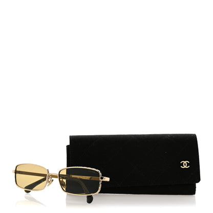Chanel Metal Quilted Rectangle Sunglasses 4295 Green Gold 8 of 8