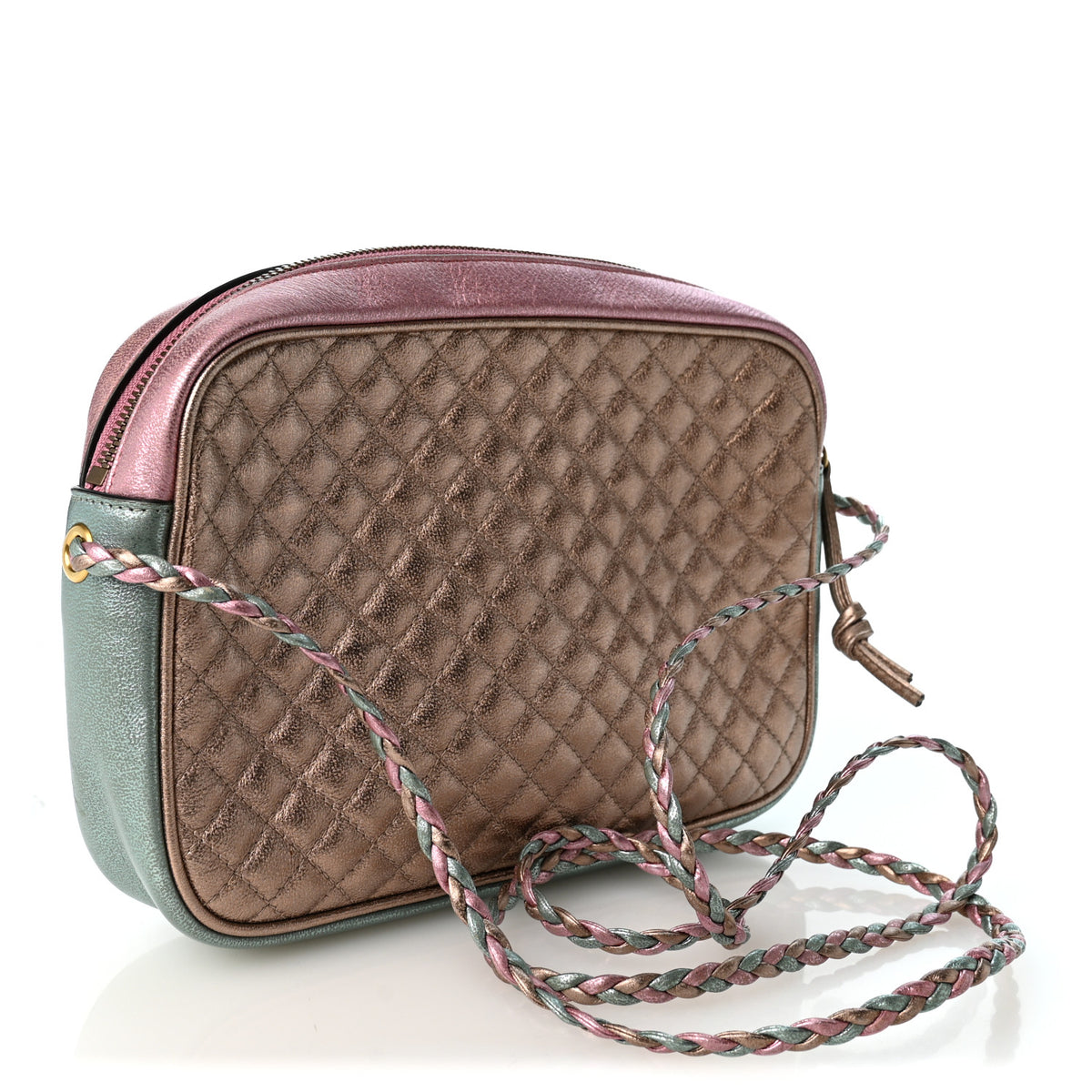 Gucci Laminated Nappa Trapuntata Small Zumi Shoulder Bag Rosa Lago Rame 3 of 10