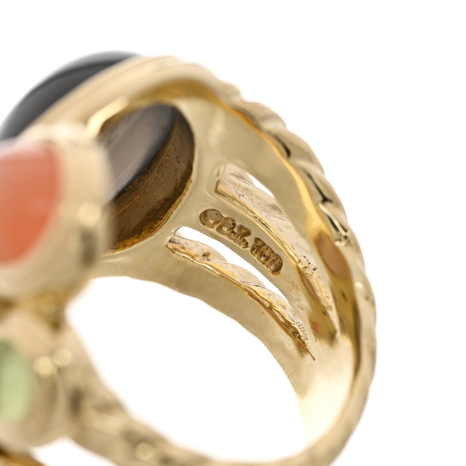 David Yurman 18K Yellow Gold Diamond Moonstone Peridot Prasiolite Mosaic Ring 52 6 5 of 5