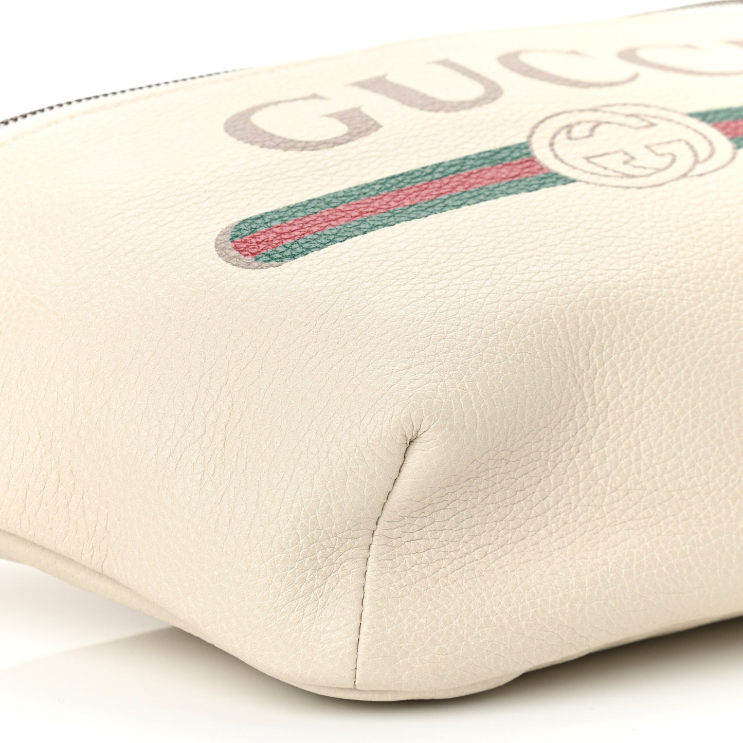 Grained Calfskin Logo Belt Bag White