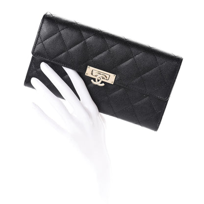 Chanel Caviar Quilted Large Golden Class Gusset Flap Wallet Black 2 of 7