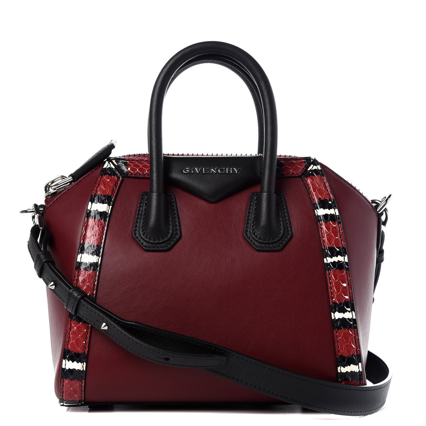Smooth Calfskin Ayers Mini Bi-Color Antigona Wine Black