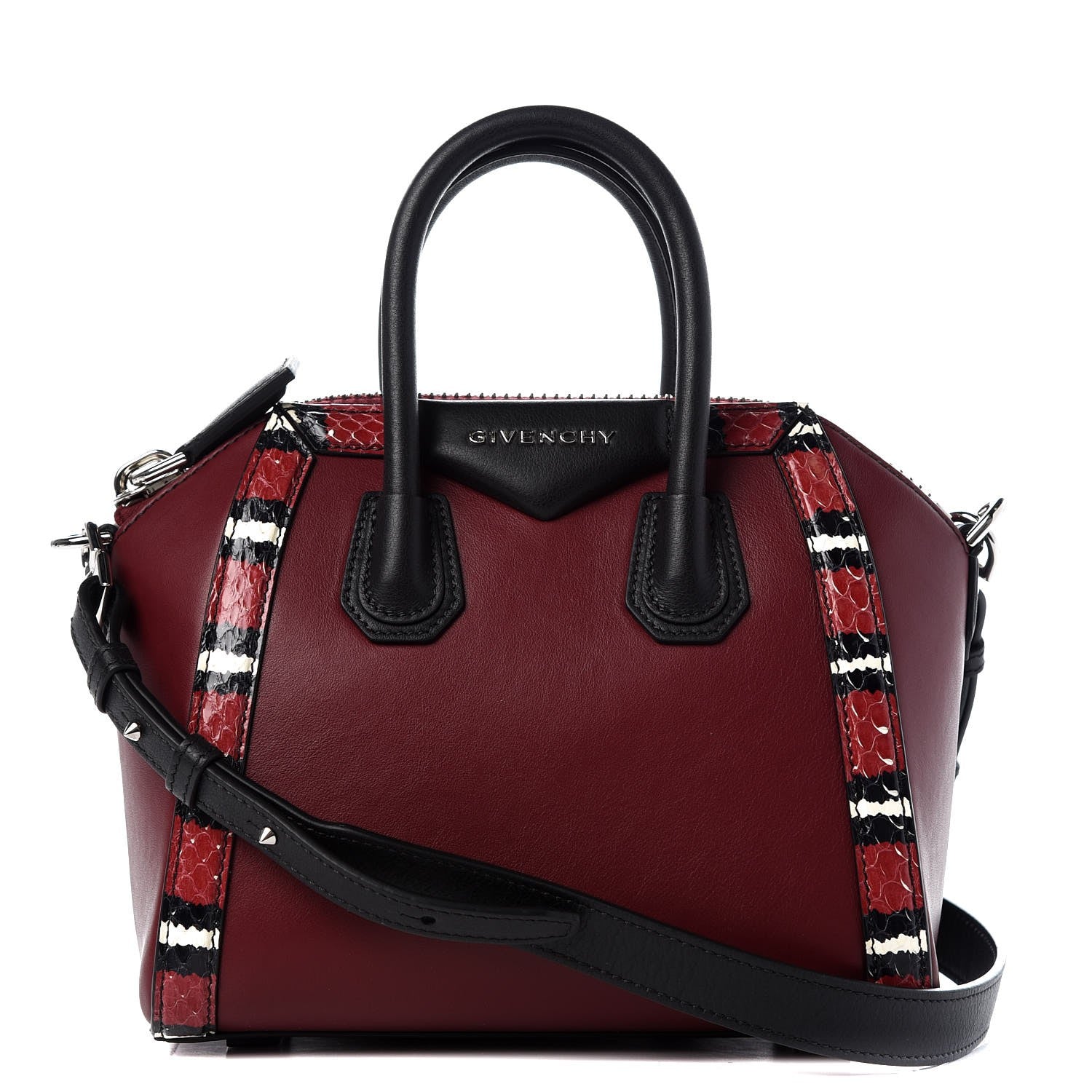 Givenchy Smooth Calfskin Ayers Mini Bi-Color Antigona Wine Black 1 of 8