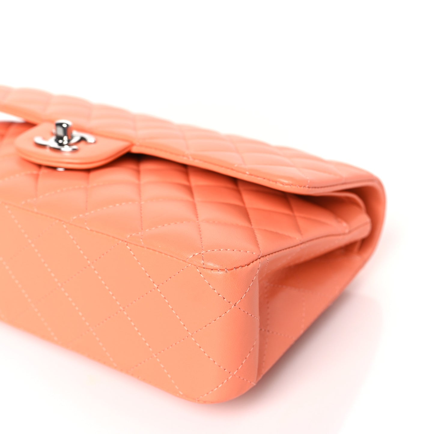Lambskin Quilted Medium Double Flap Orange