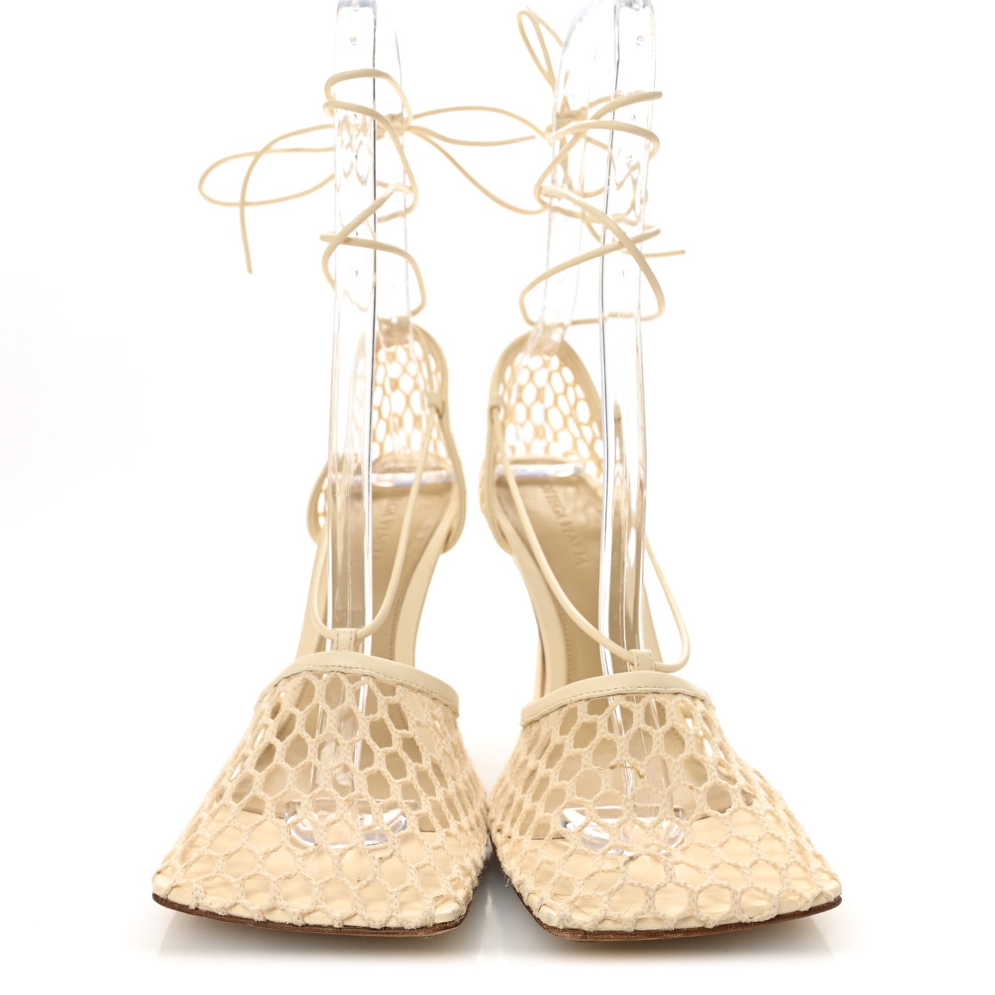 Mesh Nappa Stretch Ankle Tie Sandals 39 Toile