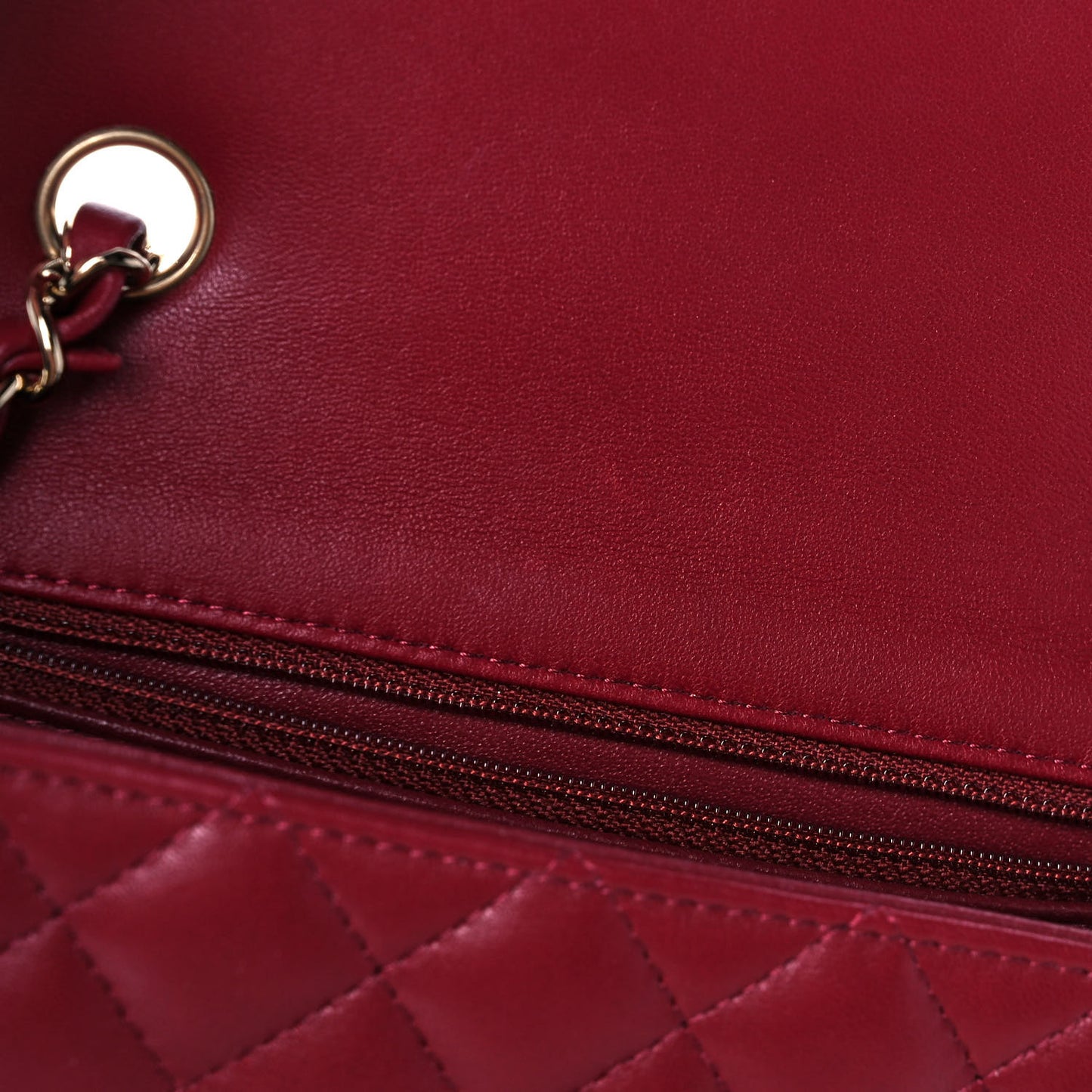 Lambskin Quilted Mini Rectangular Flap Burgundy