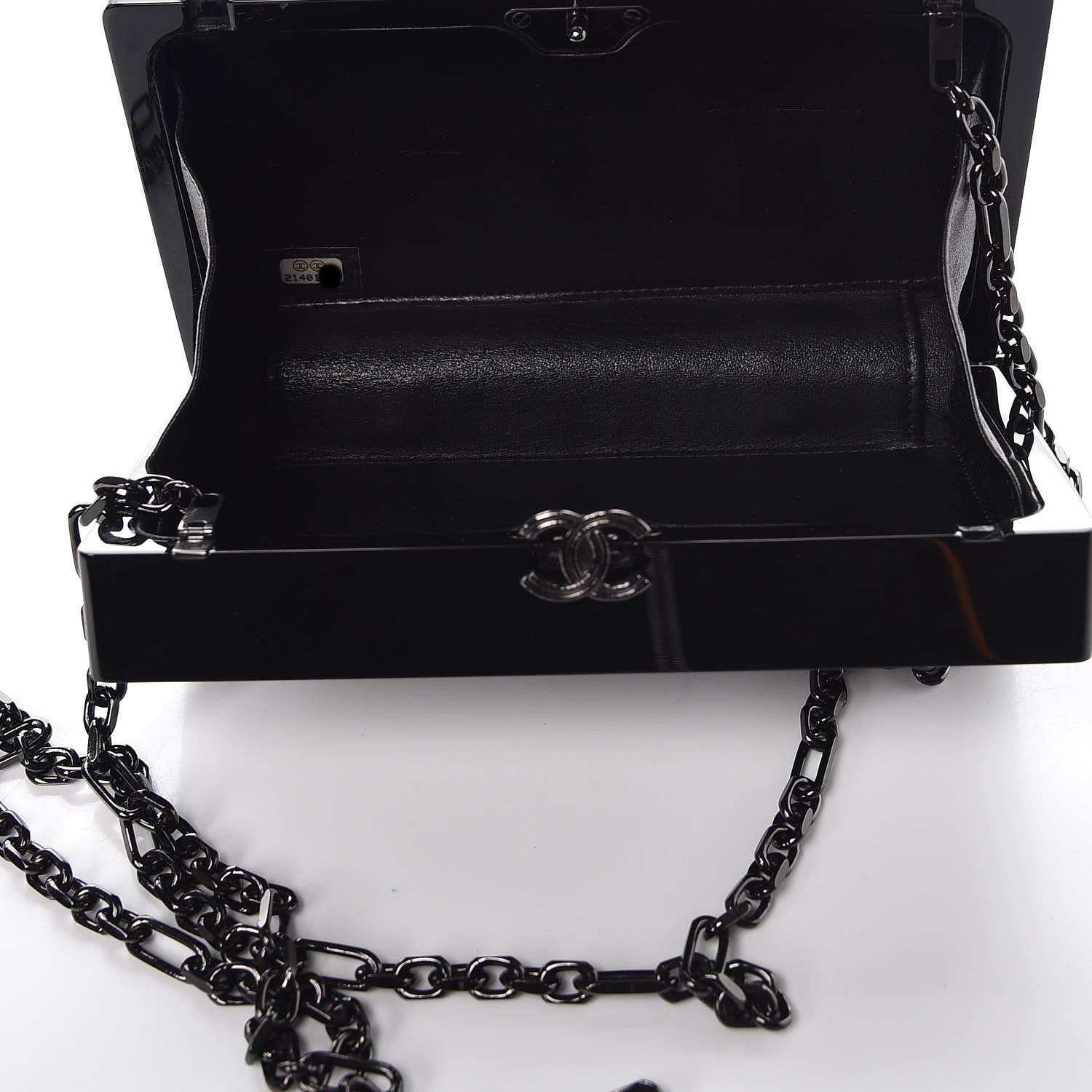 Chanel Plexiglass Brass Camelia Minaudiere Clutch Black 5 of 8