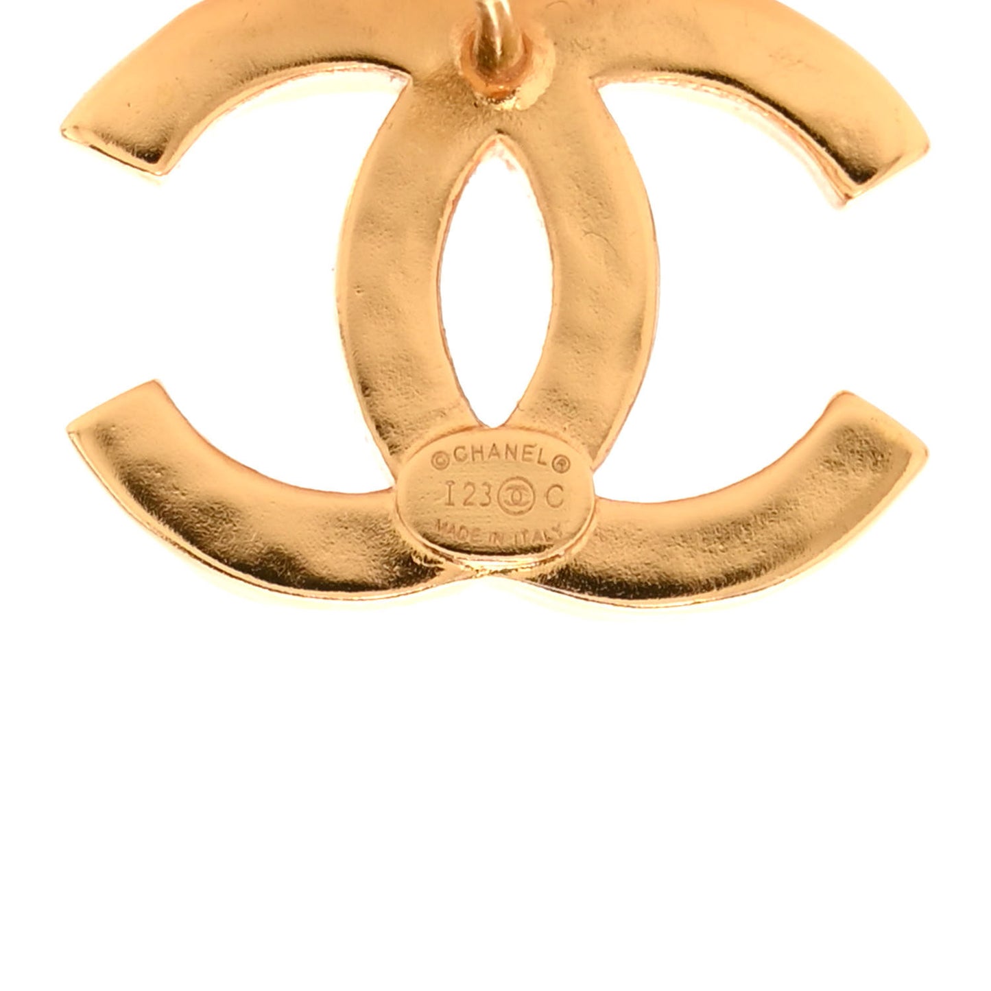 Metal CC Earrings Gold White