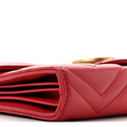 Gucci Calfskin Matelasse GG Marmont Chain Wallet Hibiscus Red 8 of 15