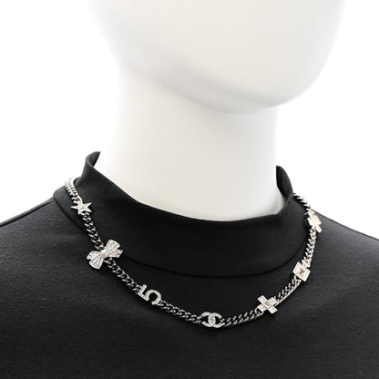 Chanel Ruthenium Crystal Chain CC Lucky Charms Choker Silver 2 of 6