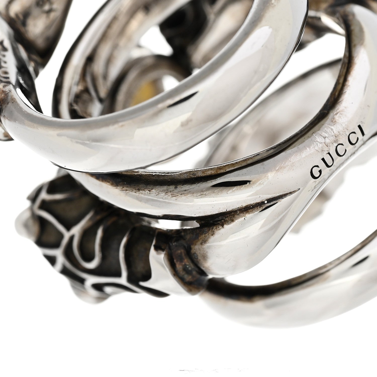 Gucci Pearl Tiger Heads Double Wrap Ring 6.5 Silver 6 of 7
