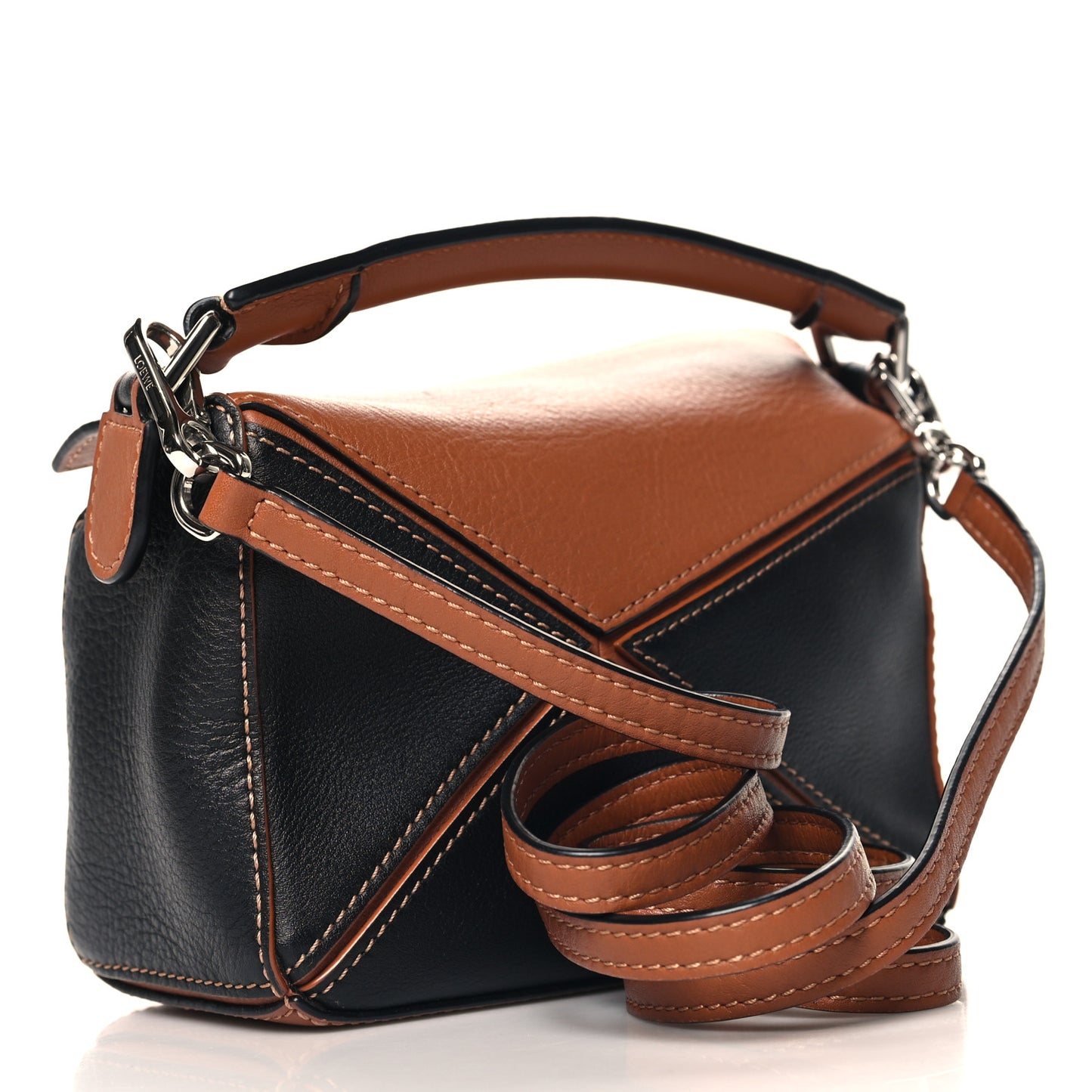 Calfskin Mini Puzzle Bag Tan Black
