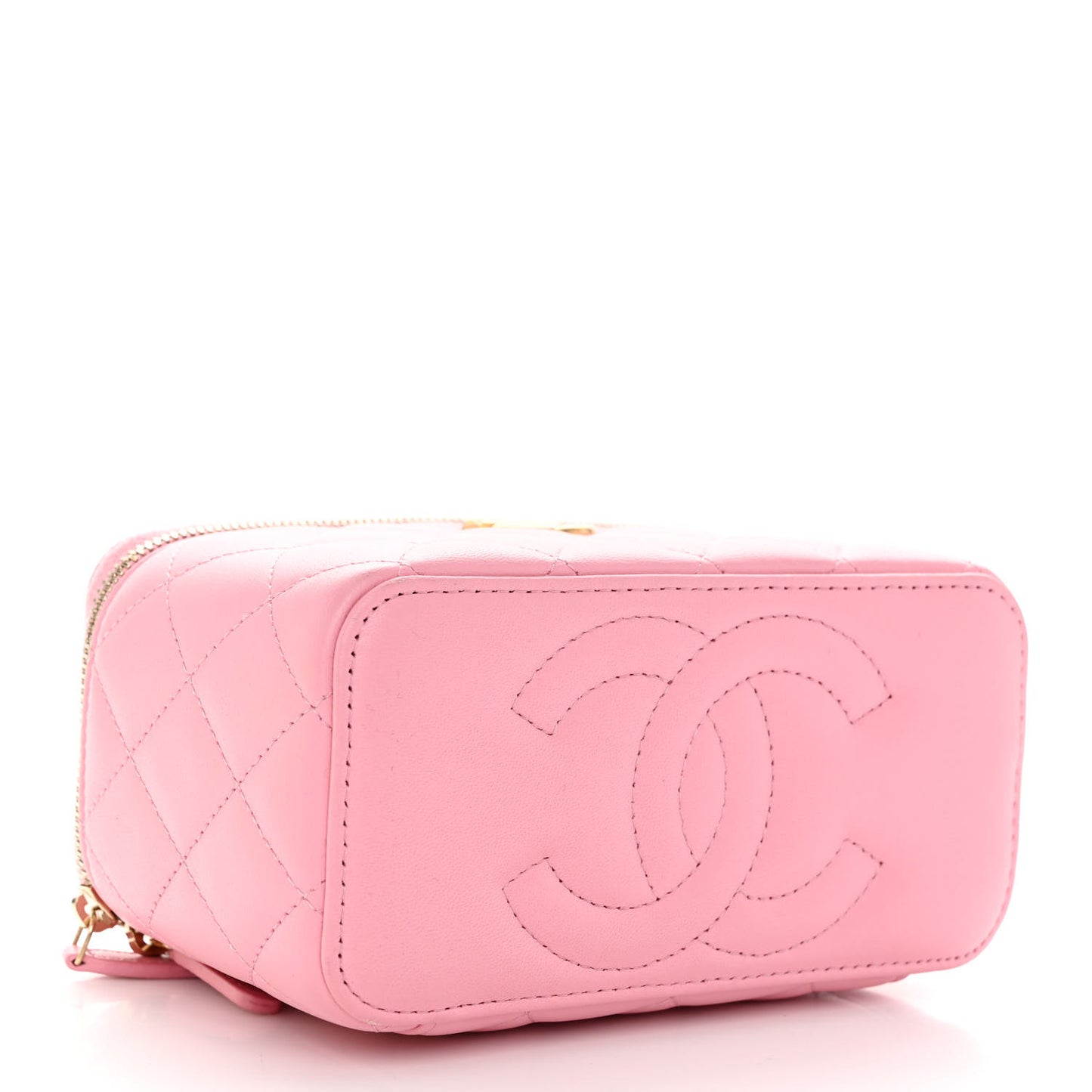 Lambskin Quilted Pick Me Up Vanity Case Pink