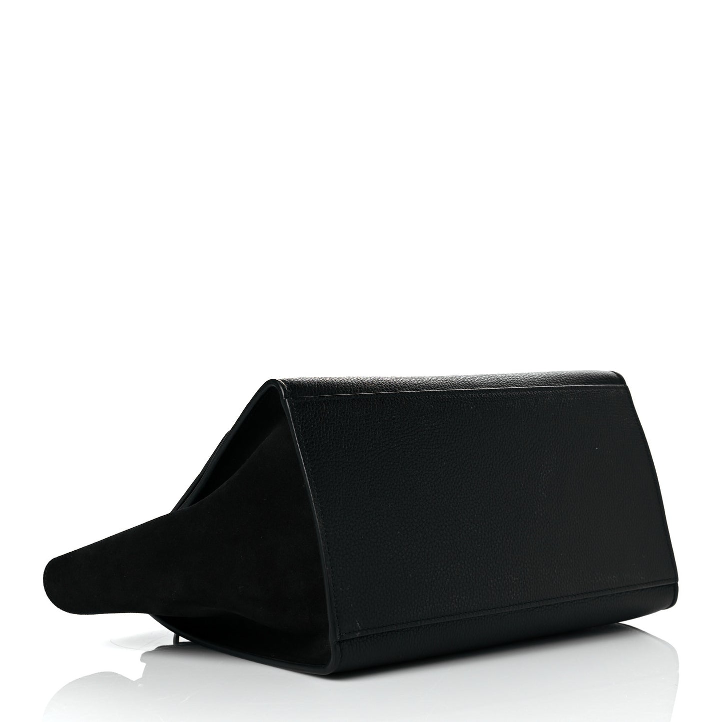 Drummed Calfskin Suede Small Trapeze Black
