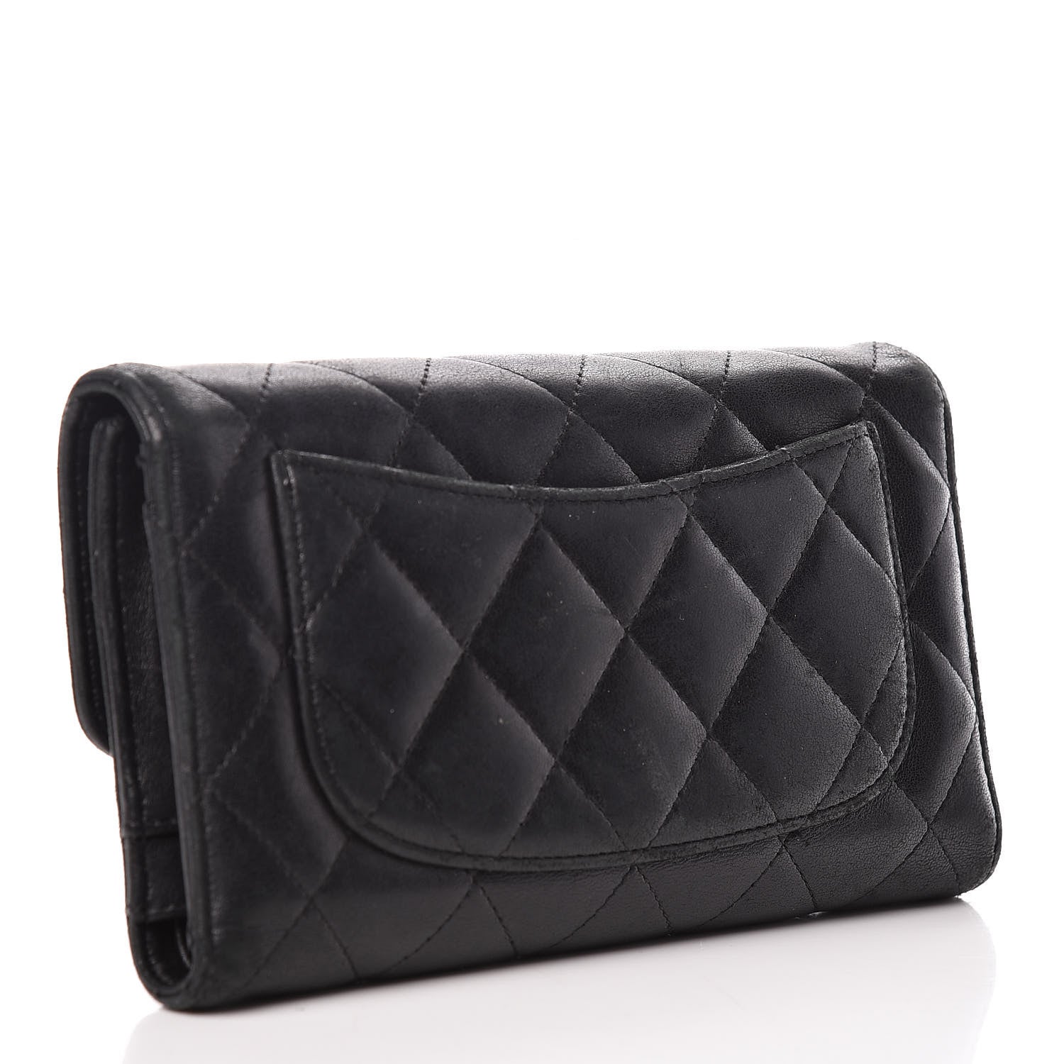 Chanel Lambskin Quilted Large Flap Wallet Black 3 of 20