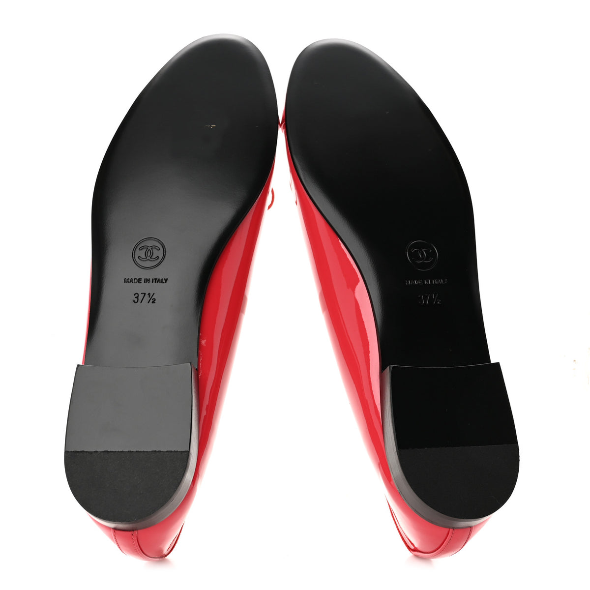 Chanel Patent Calfskin CC Cap Toe Ballerina Flats 37.5 Coral 6 of 10