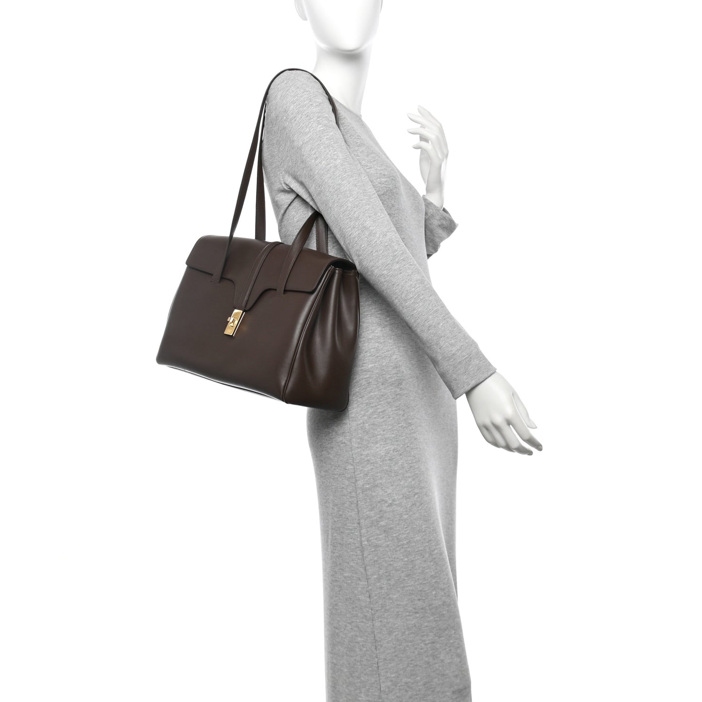 Supple Grained Calfskin Medium Soft 16 Bag Dark Brown