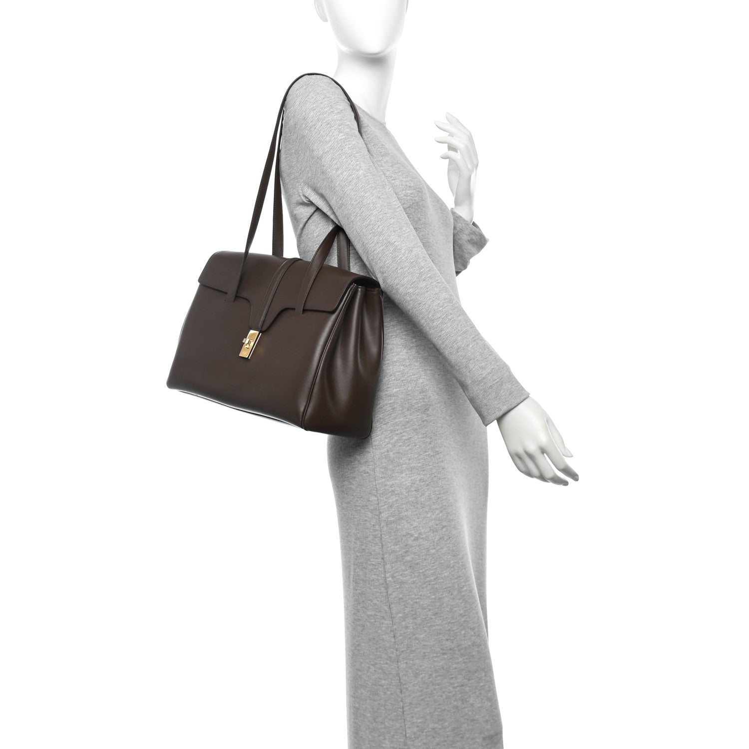 Celine Supple Grained Calfskin Medium Soft 16 Bag Dark Brown 2 of 10