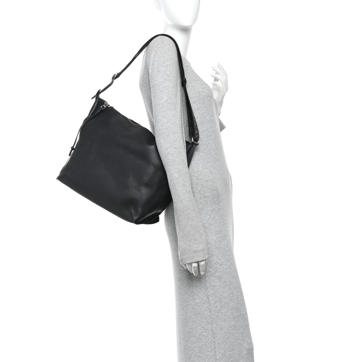 Supple Smooth Calfskin Jacquard Medium Cubi Crossbody Bag Black