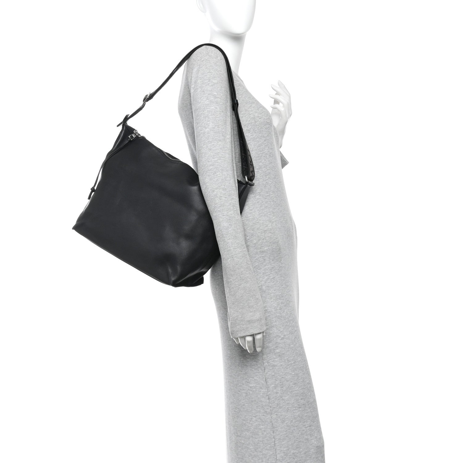 Loewe Supple Smooth Calfskin Jacquard Medium Cubi Crossbody Bag Black 2 of 9