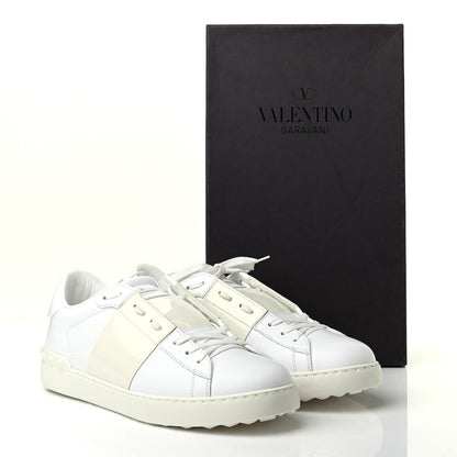 Valentino Garavani Calfskin Patent Mens Rockstud Open Sneakers 43 Bianco 9 of 9