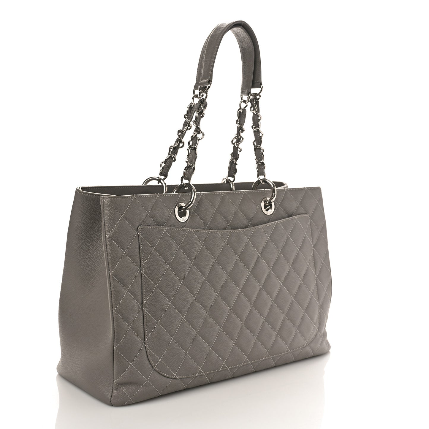 Caviar Quilted XL Grand Shopping Tote GST Light Grey