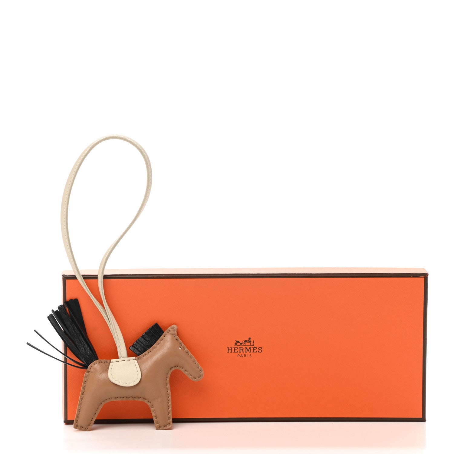 Hermes Milo Lambskin Grigri Rodeo Bag Charm PM Chai Black Craie 5 of 5