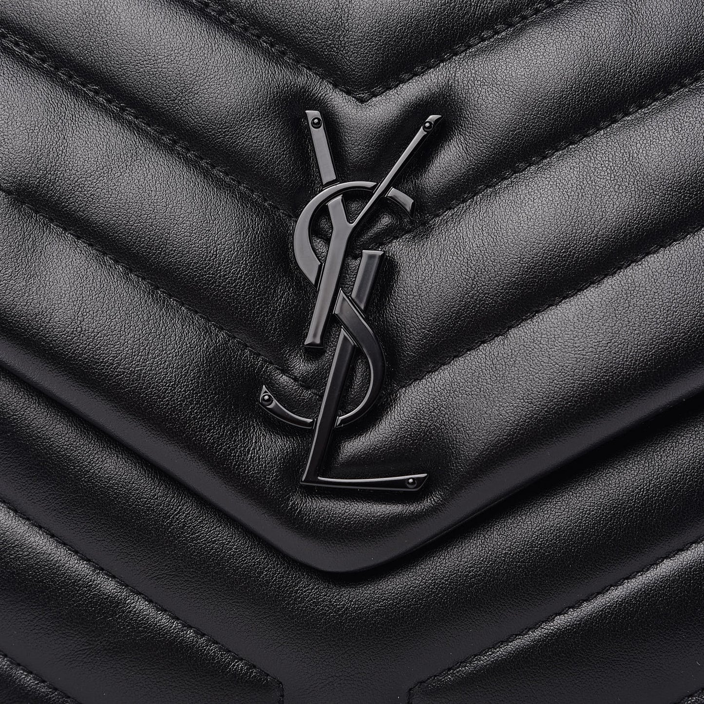 Calfskin Y Quilted Monogram Medium Loulou Chain Satchel Black