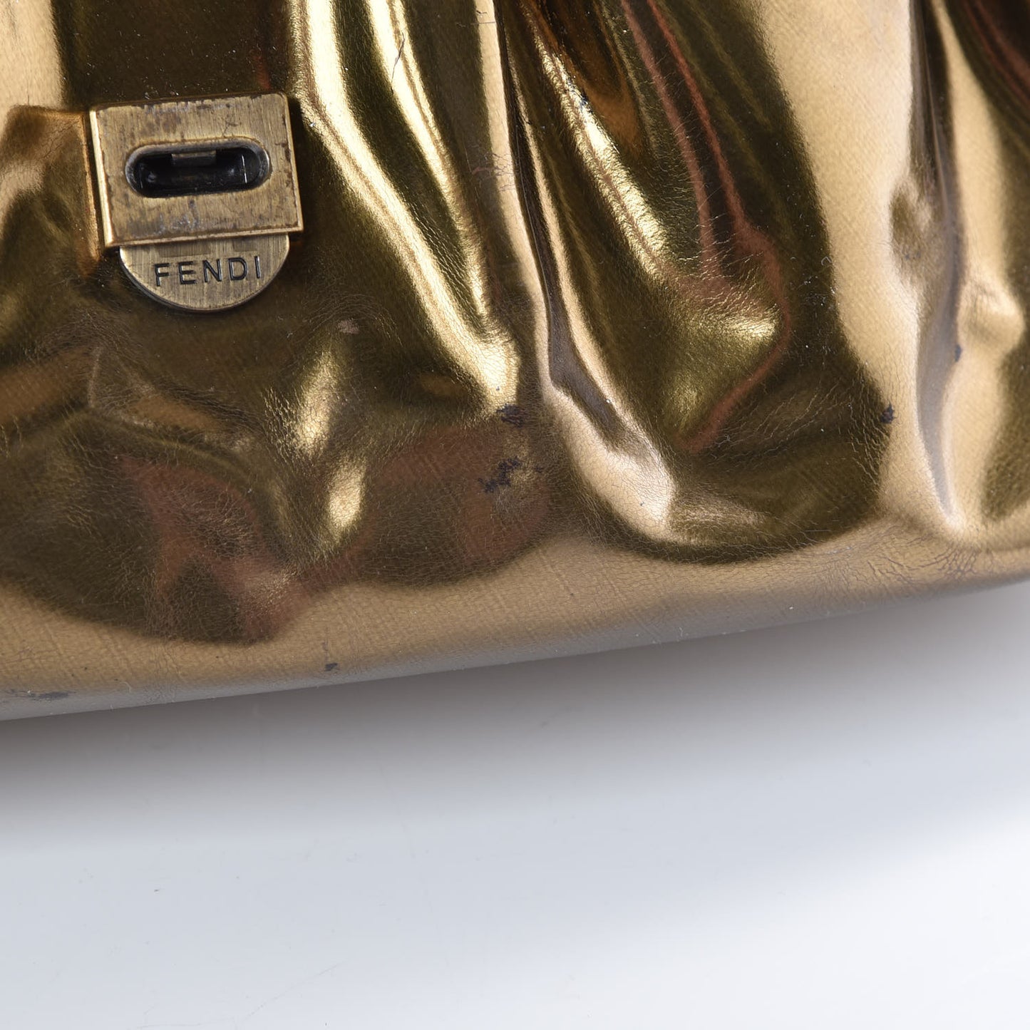 Patent Calfskin B Bag Gold