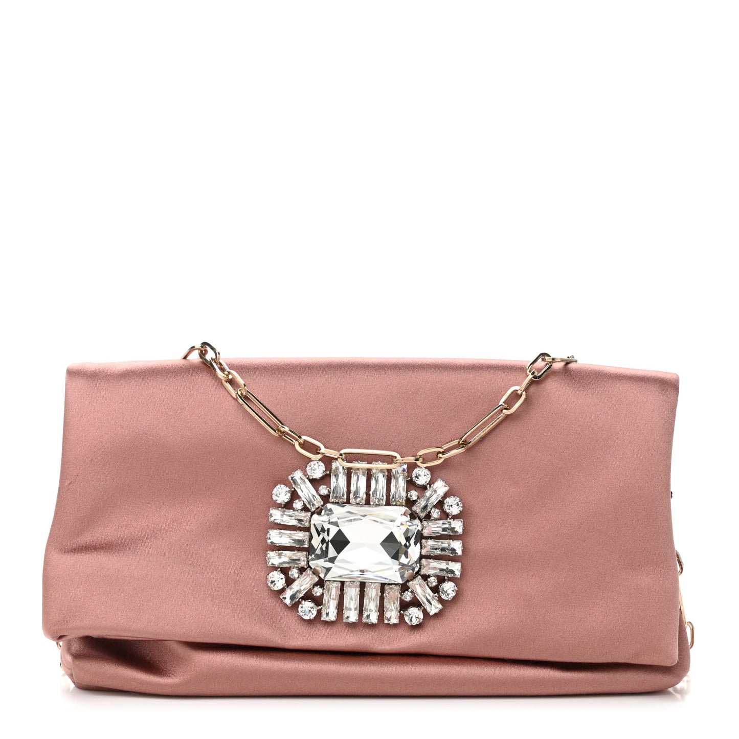 Satin Crystal Titania Clutch Blush