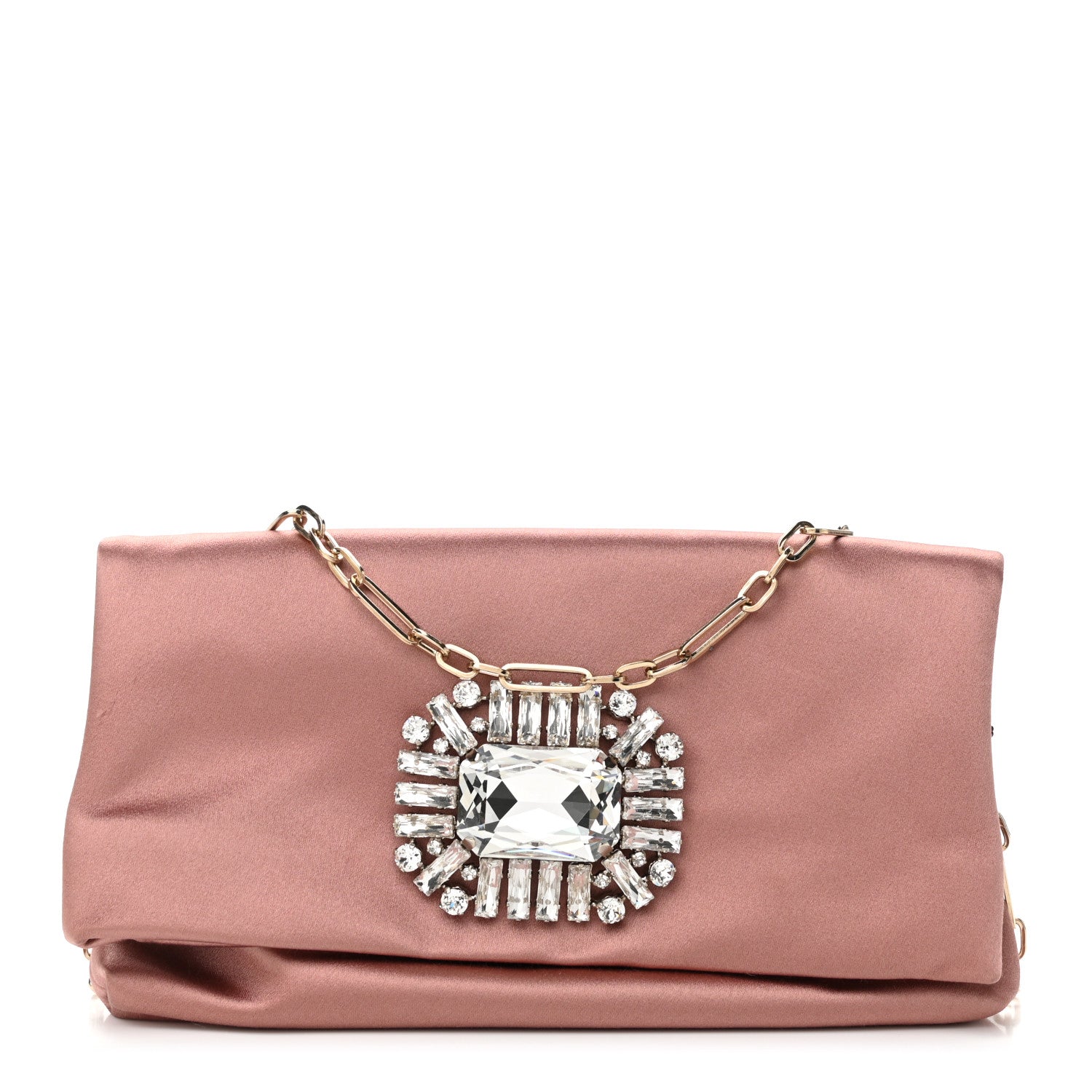 Jimmy Choo Satin Crystal Titania Clutch Blush 1 of 10