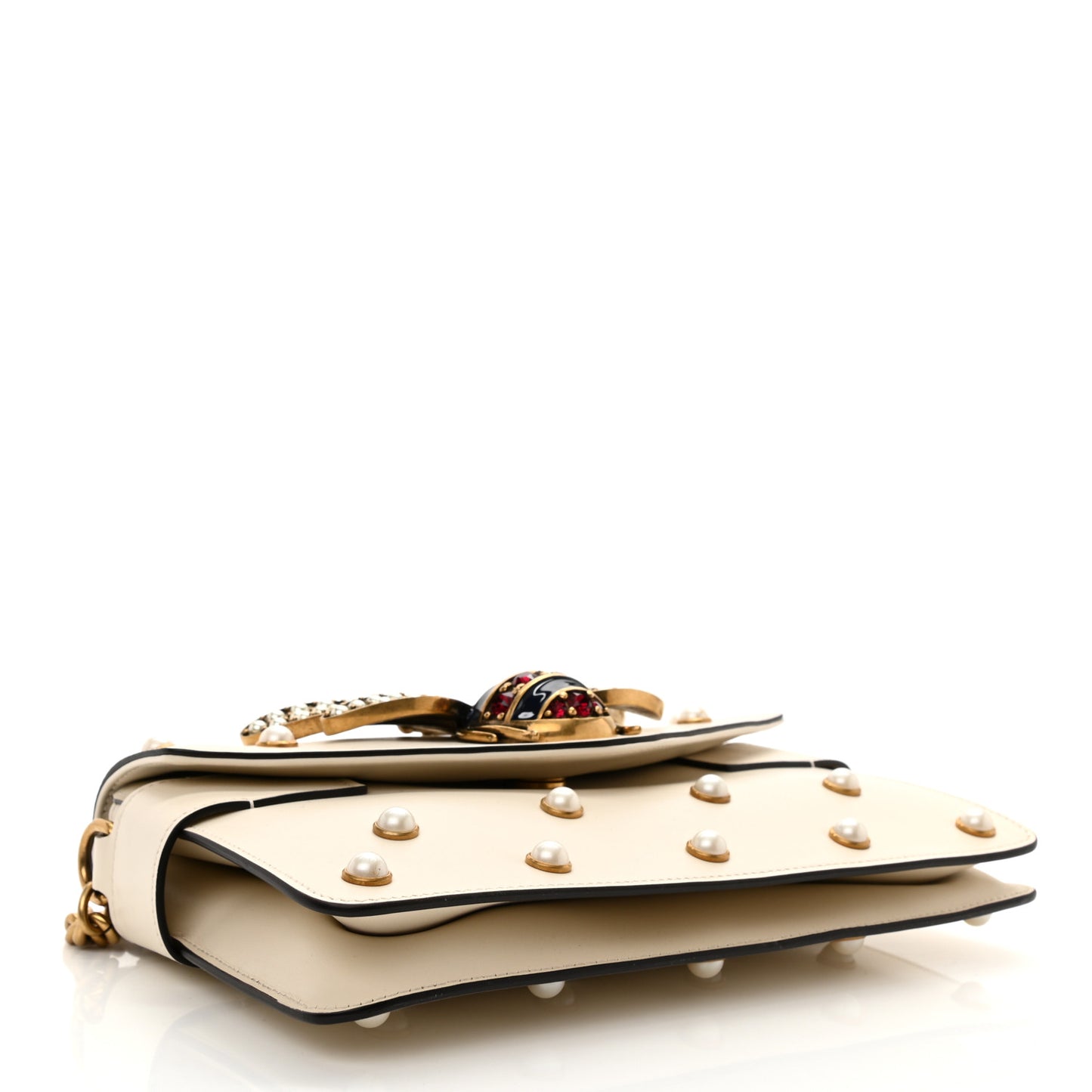 Nappa Pearl Studded Mini Queen Margaret Broadway Shoulder Bag Mystic White