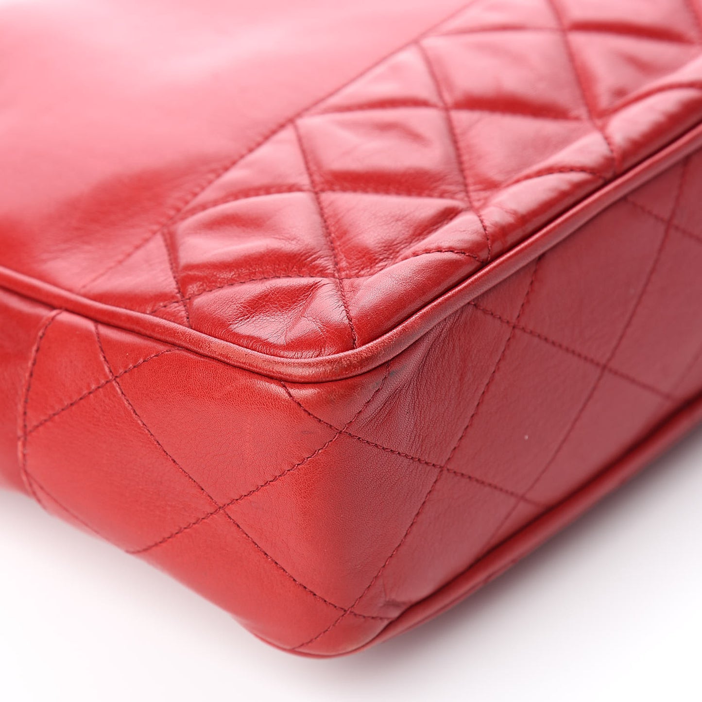 Lambskin Quilted Tote Red