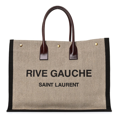 Saint Laurent Linen Calfskin Rive Gauche Tote Natural 1 of 20