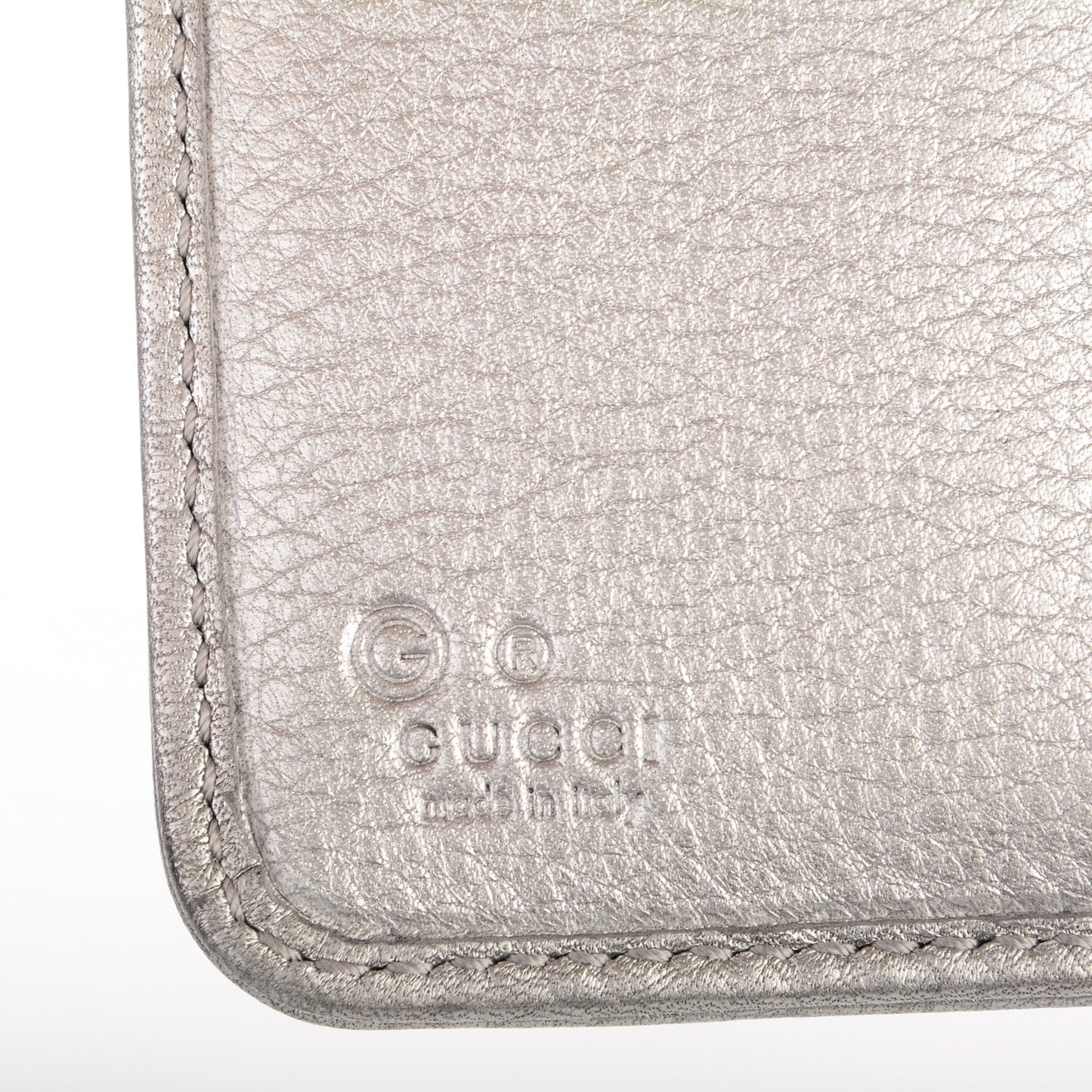 Calfskin Zip Around French Wallet Silver