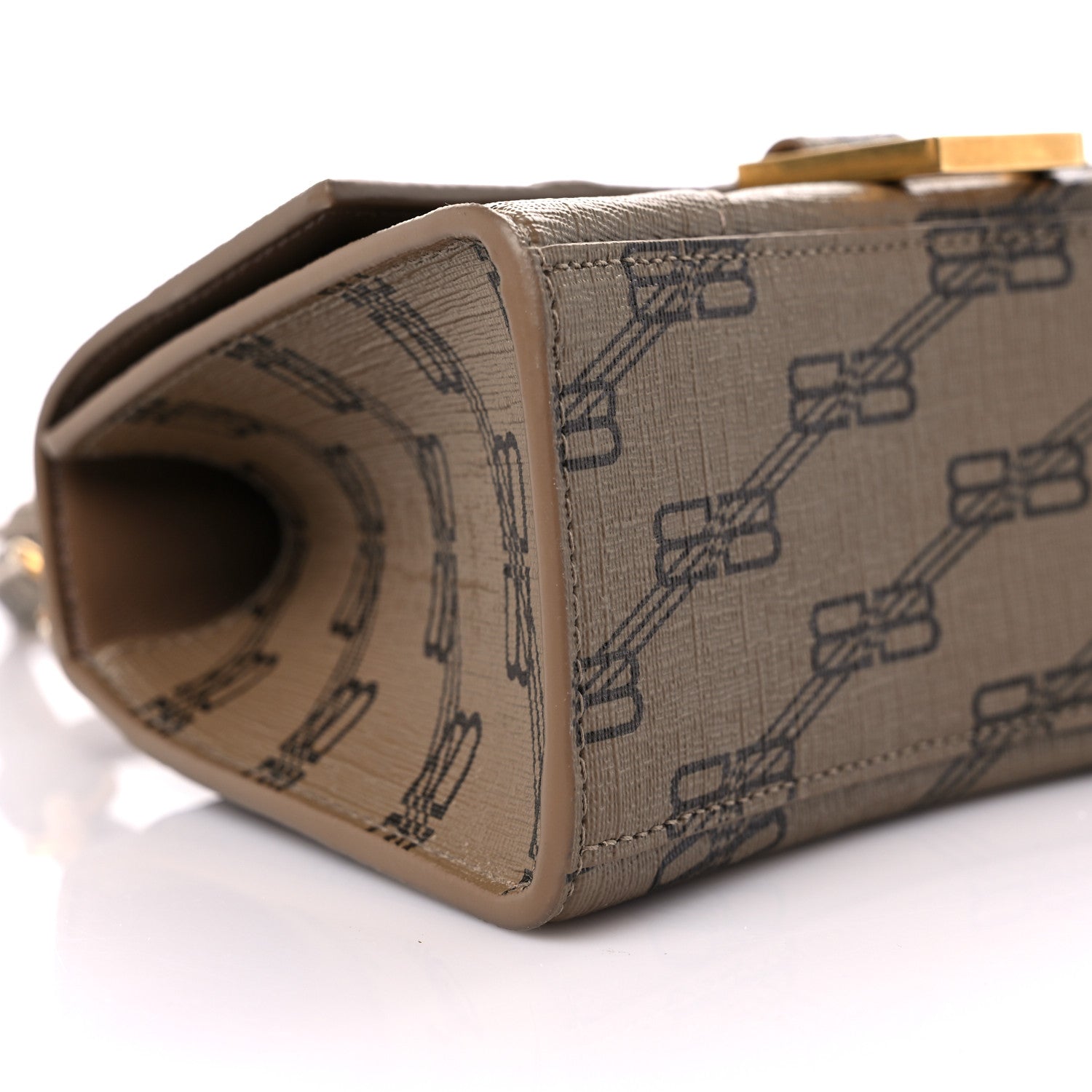 Balenciaga Coated Canvas BB Monogram Hourglass Top Handle Bag XS Beige Brown 9 of 14