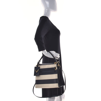 Valentino Garavani Nappa Striped Medium My Rockstud Frame Bag Black Light Ivory 3 of 16