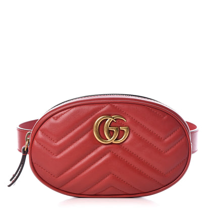 Gucci Calfskin Matelasse GG Marmont Belt Bag 95 38 Hibiscus Red 1 of 9