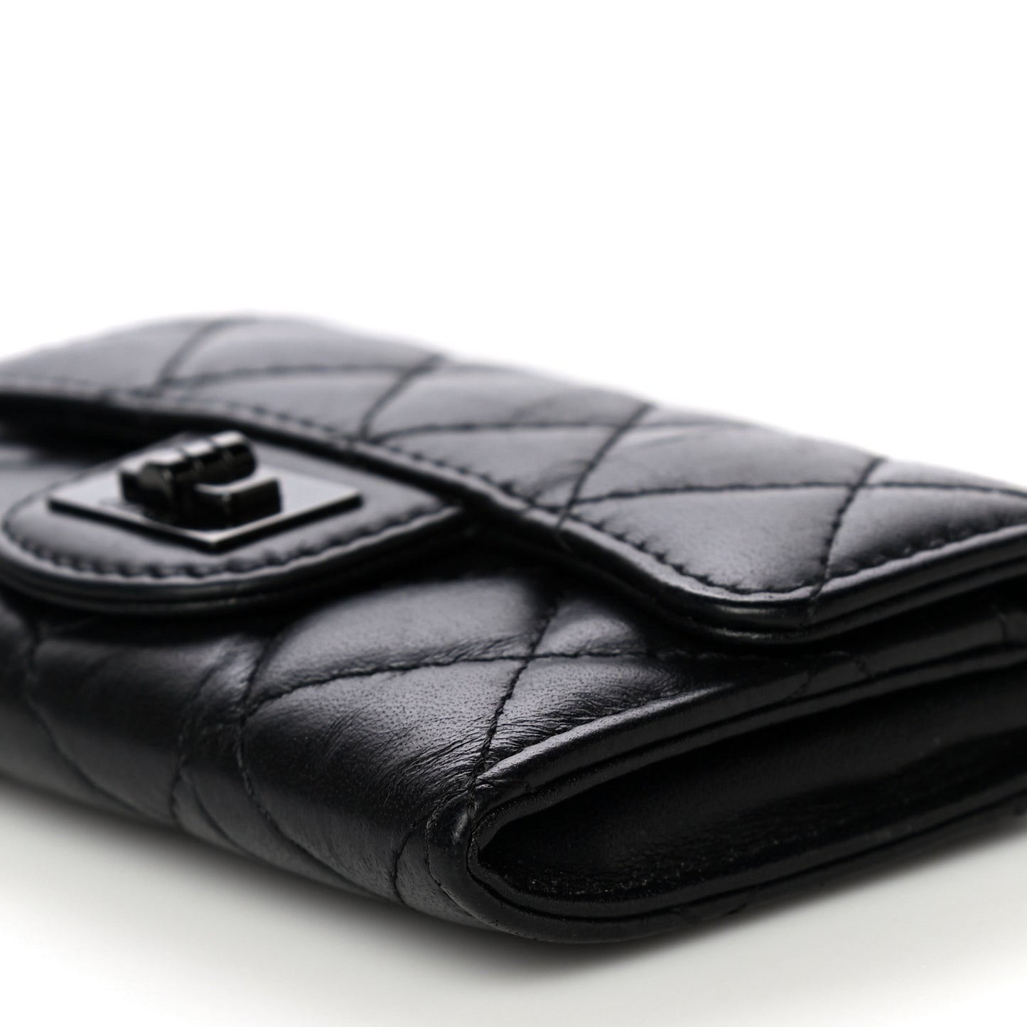Aged Calfskin Quilted Reissue Flap Card Holder So Black